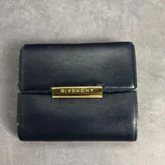 ✨️希少✨️ ジバンシィ 三つ折り財布 がま口 レザー 4Gロゴ金具 ネイビー 紺のサムネイル