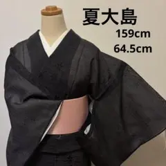 超美品 撫松庵 化繊 セオα 浴衣 着物 165裄67.5 黒 笹 桜 トール
