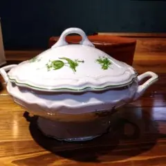 リモージュ　陶器　両手付きスープ器フタ付きのサムネイル