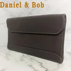 B096【良品】Daniel & Bob★シボ革 ダークブラウン クラッチバッグ
