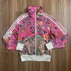 XXLアディダスadidasピンクブラウン花総柄トラックジャケットジャージ