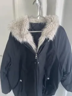 ファー付き ブラック ショートジャケット