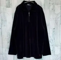 ポロラルフローレン　ベロア　ハーフジップ　スウェット　トレーナー　古着　90s