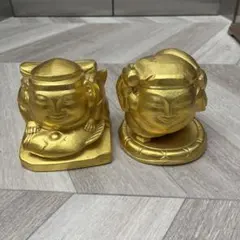 縁起物 恵比寿 大黒天 置物 金色 2体セット