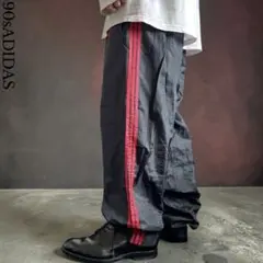 90s adidas 万国旗タグ オールスナップボタンナイロントラックパンツ