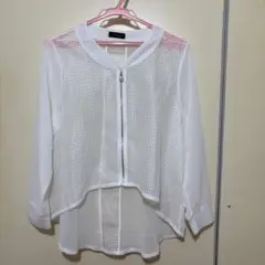 ホワイト メッシュ 長袖シャツ