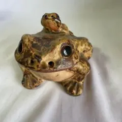 信楽焼】特大30cm 親子カエル 置物 陶器 蛙 縁起物 開運 金運 子宝