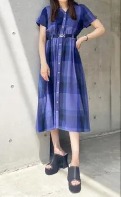 REDYAZEL 半袖レトロチェックワンピース