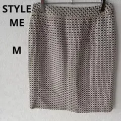 スタイルミー　タイトスカート 膝丈スカート　白黒金織り風　上品カジュアルパーティ