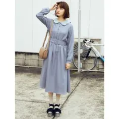 はるいろスカラップカラーワンピース（アイスブルー）