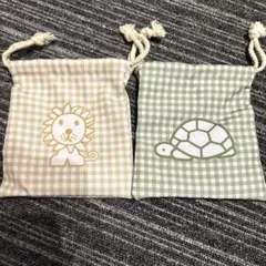 タイトーくじ　ミッフィー　巾着ポーチ　カメ　ライオン