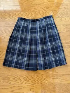 EASTBOY チェック柄プリーツスカート ネイビー