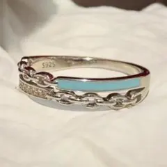 ヴィンテージ　アクセサリー　リング　指輪　ターコイズブルー　シルバー　チェーン