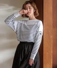 24SS　23区　【洗える】Armor-lux クロップドボーダー カットソー