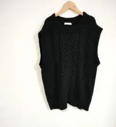 ベスト ケーブルニット レディースベスト Chico 黒 重ね着
