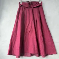 美品☆ショコラフィネローブ リボン付きフレアスカート F ミモレ丈〜ひざ丈