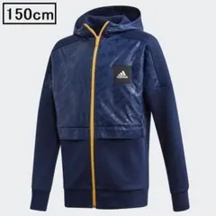 adidas アディダス フルジップ パーカー フーディ 150cm 紺黄