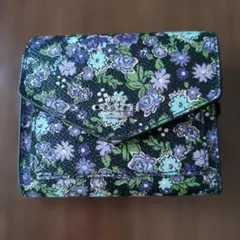 COACH 三つ折り財布 花柄 パープル