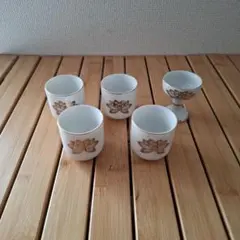 5個セット　湯飲み 茶湯器 蓮絵柄 仏飯器