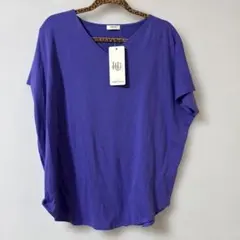 HUG.U Vネック 半袖Tシャツ パープル フリーサイズのサムネイル