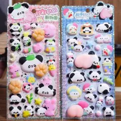 180ぷっくり肉球シール3D立体 デコレーションボンボンおしりパンダシール2枚