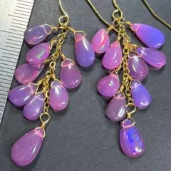 14KGF＊美しいパープルカラーエチオピアオパールの豪華なピアスj63