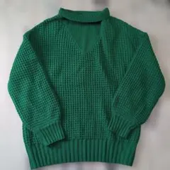 グリーン ニットセーター M