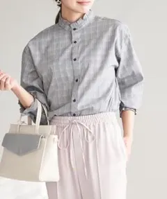 フリル　チェック　長袖　シャツ　ロペピクニック