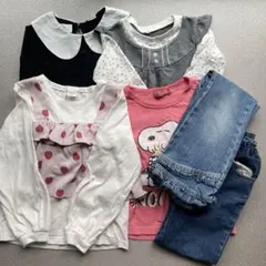 春服　セット　ZARA 襟付き長袖シャツ など　 ロンT ４枚　デニム2本