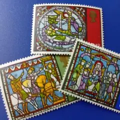 9215 外国切手 イギリス 1971年 カンタベリー大聖堂のステンドグラスの窓