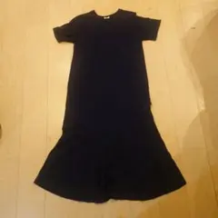 GLACIER ネイビー 半袖 ロングワンピース L