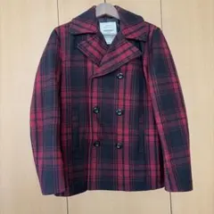 HARVARD ウールピーコート レッド・ブラックチェック