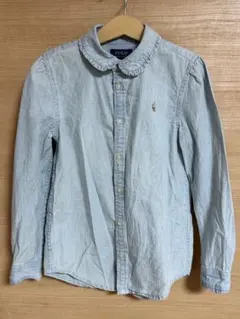 Polo Ralph Lauren 水色フリル襟130cm キッズデニムシャツ