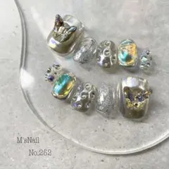 ネイルチップ 韓国 Y2K シルバー ミラーネイル キラキラ ジェルネイル