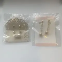ハンドメイド♡パールとリボンのイヤリング2セット