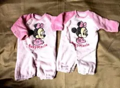 ディズニー　ミニーマウス　ミニーちゃん　ロンパース　双子　女の子　 秋冬　ピンク