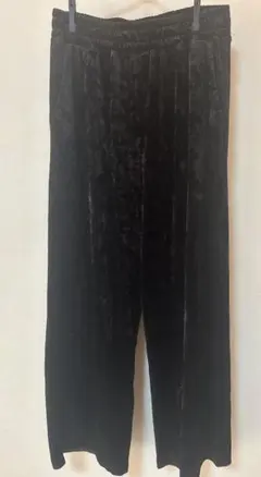 黒 ベルベット ワイドパンツ　Ｌ