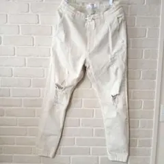 ベルシュカ Bershka デニム ジョガーパンツ オフホワイト Y2K