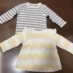 【セット】長袖トップス2点セット ストライプ・花柄