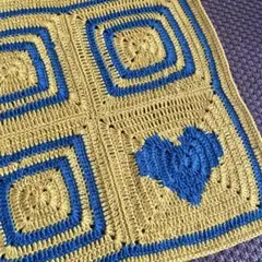 かぎ編み マルチカバー インテリアマット モチーフ編み 籠カバー ハートモチーフ