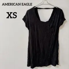 AMERICAN EAGLE 【XS】ブラック Tシャツ デザインTシャツ