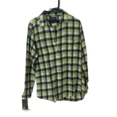 ユニクロ　メンズチェック柄ネルシャツ　グリーン系　Lサイズ