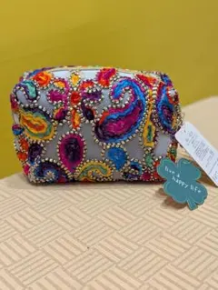 カラフル刺繍ナイロンメッシュポーチ BBZ-0528　新品未使用　タグ付
