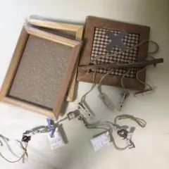 ナチュラル雑貨　カントリー雑貨　木製フォトフレームとガーランドの4点セット