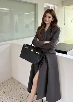 フレアロングコートワンピ✨上品な装いに　デート　パーティー　旅行