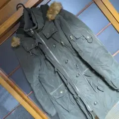 ダークグリーン ミリタリージャケット ファー付き