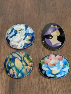 ブローチ 4個セット　エナメル　七宝　レトロ　ヴィンテージ