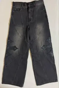 SUPPLIER サプライヤー クロスパッチ ブラック　ワイドデニム Sサイズのサムネイル