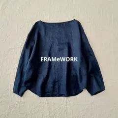 金子綾×FRAMeWORK マオカラー ロングシャツ リネン フレームワーク金子綾コラボ、マオカラー2wayピンタックブラウスシャツ