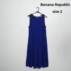 Banana Republic　ノースリーブ ひざ丈ワンピース ブルー 2のサムネイル